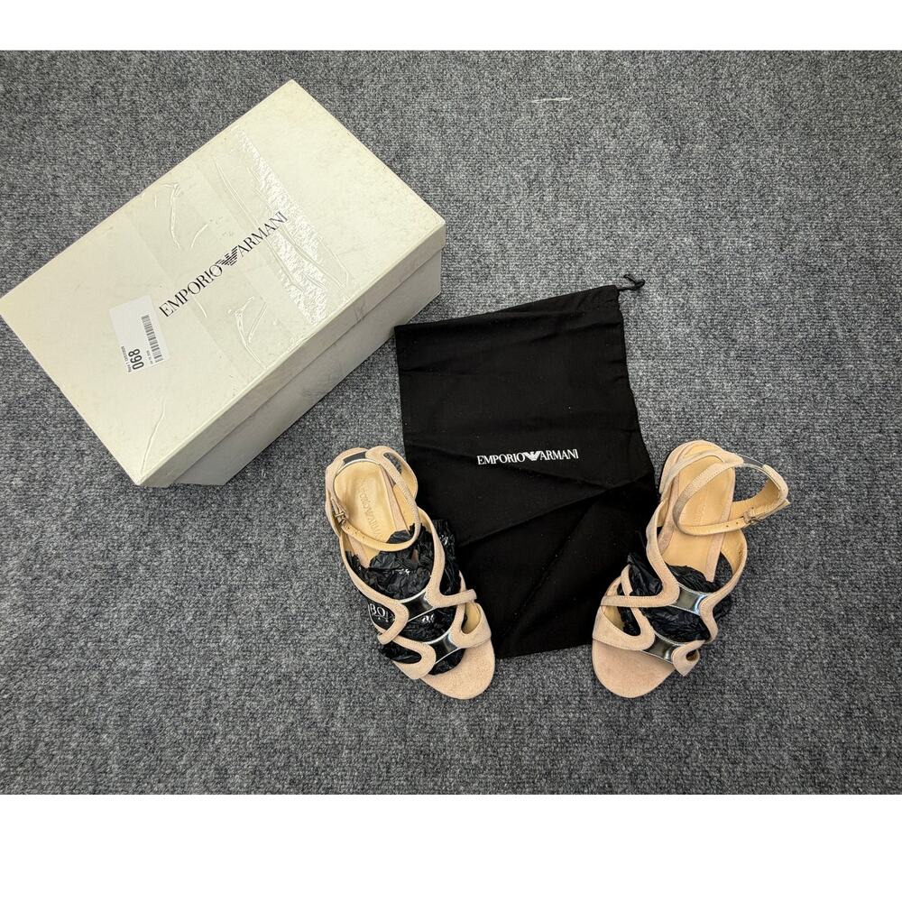 Emporio Armani Sandals Women 36.5 US 6.5 Suede Leather Italy NWT Box